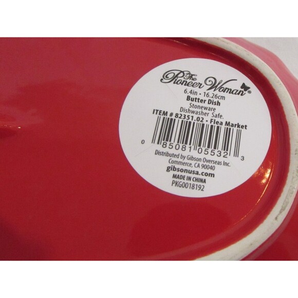 THE PIONEER WOMAN BUTTER DISH FLEA MARKET FLORAL STONEWARE POLKA DOTS BUTTERFLY - Picture 7 of 8